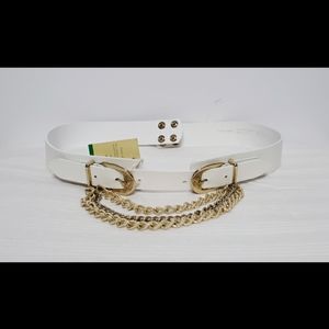 Punto Fibbia White Leather Belt with Chains